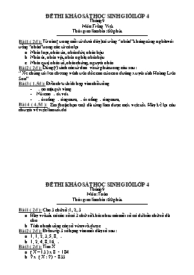 Bộ đề thi học sinh giỏi theo tháng Tiếng việt, Toán lớp 4